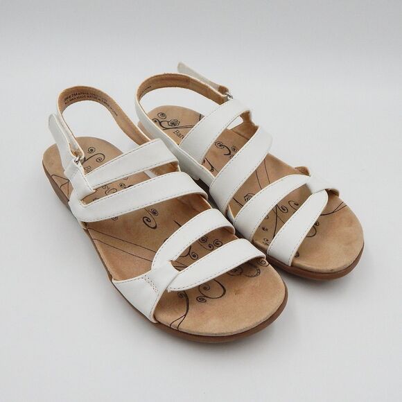 Baretraps Jerie Comfort Wedge Sandal White Sz 7 Slingback Adjustable Strappy - Picture 1 of 7